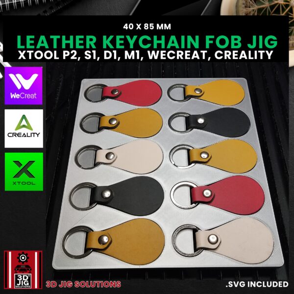 Diode & CO2 Laser Jig for Leather & PU Keychains - Key Fob Template (xTool, WeCreat, Creality) - Image 3