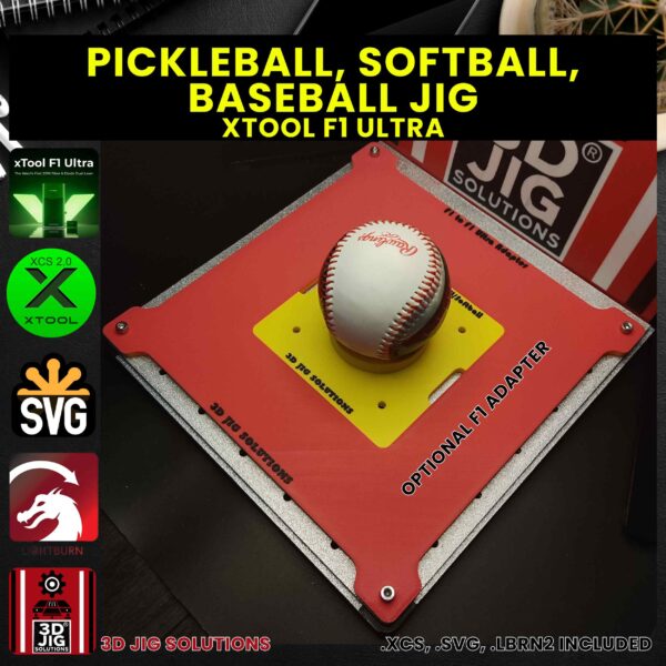 xTool F1 Ultra Laser Jig for Baseballs - Sports Balls, Softball & Pickleball Template - Image 4