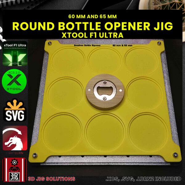 xTool F1 Ultra Laser Jig for Beer Bottle Openers - Round Magnetic Bamboo Openers Template - Image 3