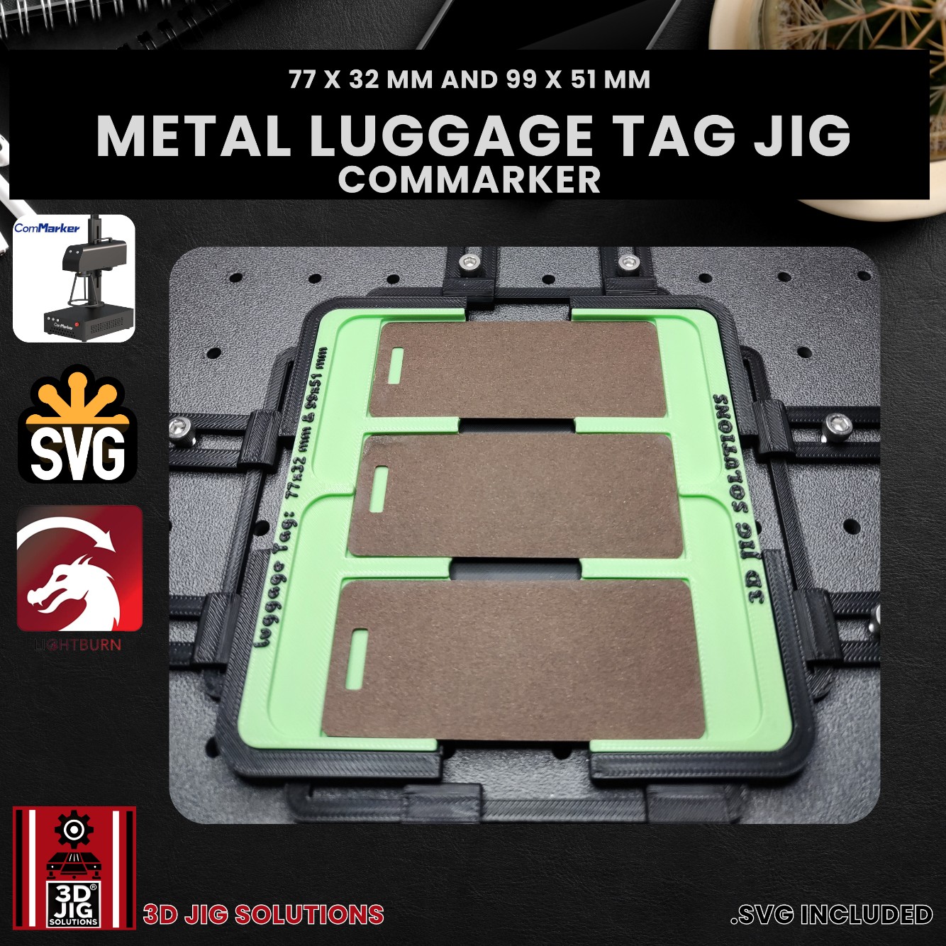 ComMarker Laser Jig for Metal Luggage Tags - Anodized Aluminum Tag Template - Image 3