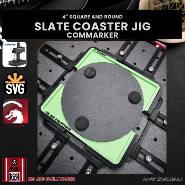 ComMarker Laser Jig for Slate Coasters - 4-Inch Round & Square Slates Template - Image 4