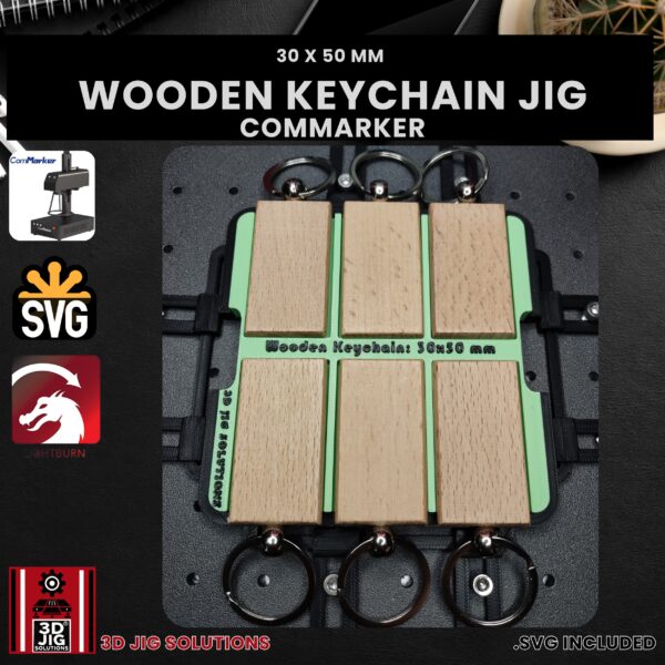ComMarker Laser Jig for Wood Keychains - Rectangle Bamboo Keyring Template - Image 3
