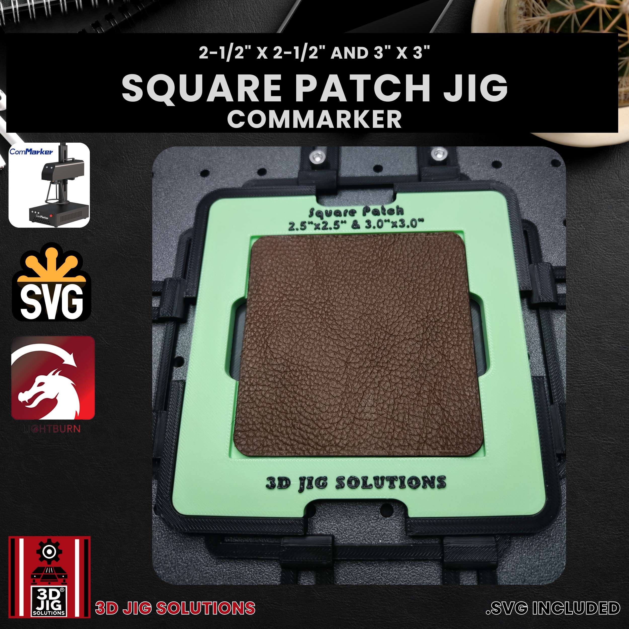 ComMarker Laser Jig for Square Leather Hat Patches - Laserable Leatherette Template - Image 2