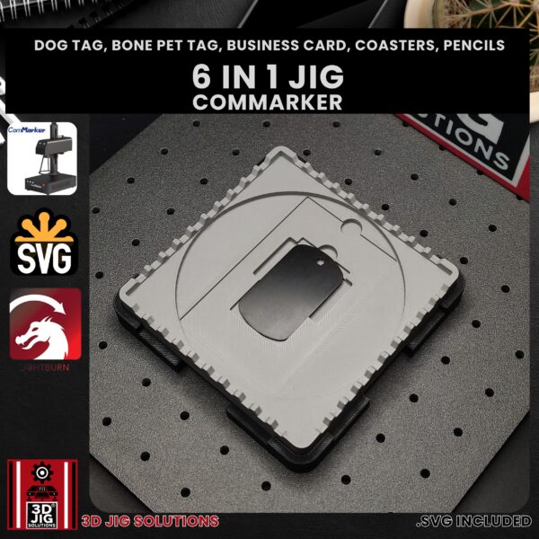 ComMarker 6-in-1 Laser Jig - Pet Tags, Military Tags, Metal Cards, Coasters & Hex Pencils - Image 4