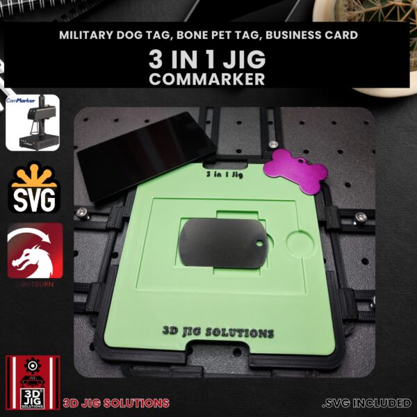 ComMarker 3-in-1 Laser Jig - Bone Pet Tag, Military Tag & Metal Business Card - Image 3