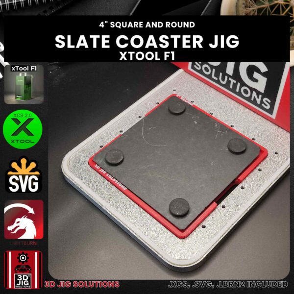 xTool F1 Laser Jig for Slate Coasters - 4-Inch Round & Square Template - Image 4