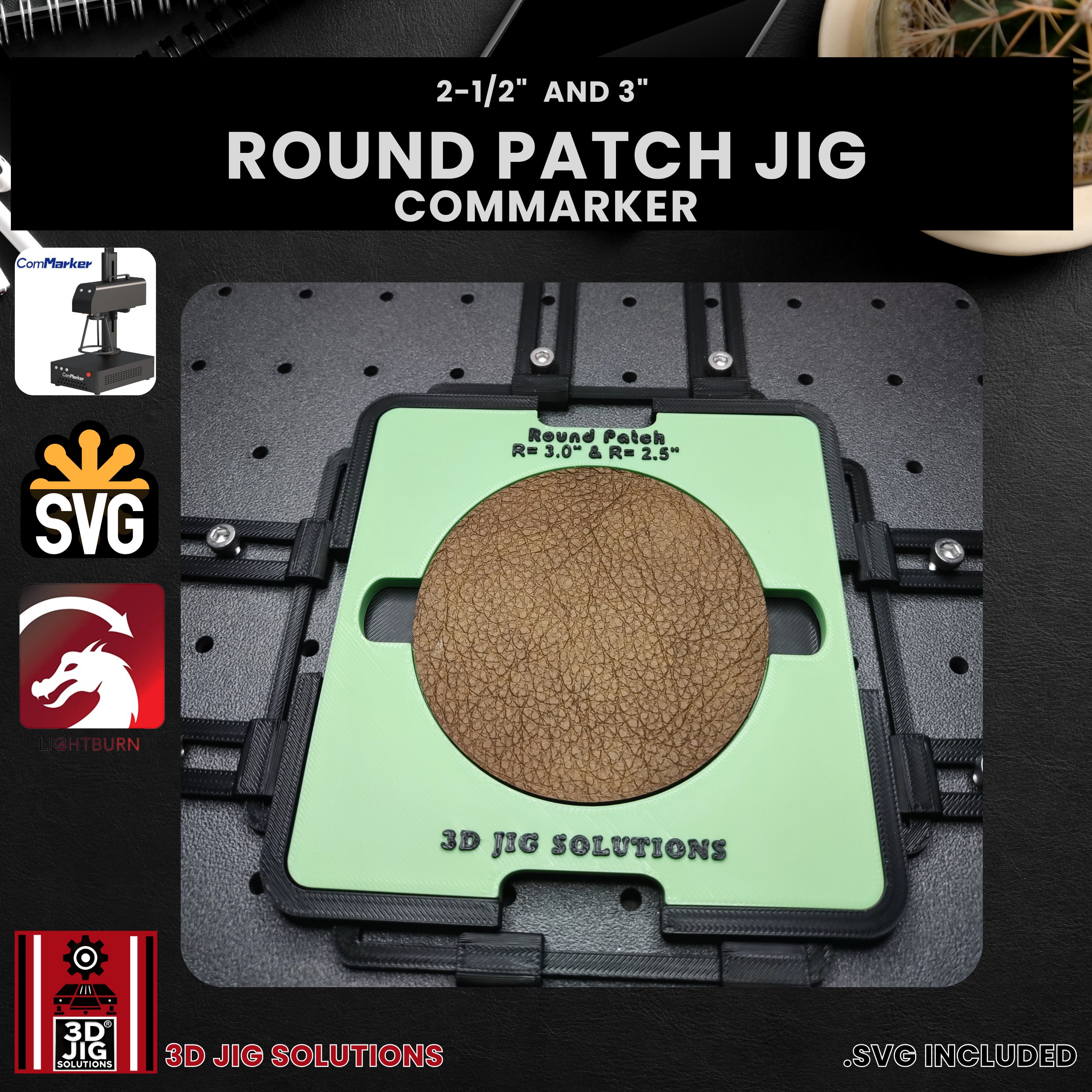 ComMarker Laser Jig for Round Leather Hat Patches - Laserable Leatherette Template - Image 2