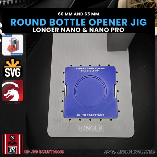 Longer Nano Pro Laser Jig for Beer Bottle Openers - Round Magnetic Bamboo Wood Fixture - Image 4