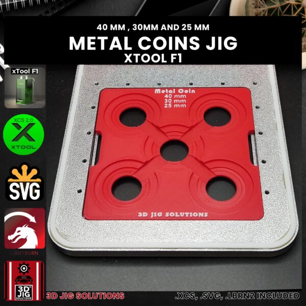 Multi-size coin jig in xTool F1