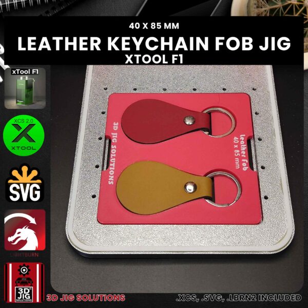 xTool F1 Laser Jig for Leather Keychains - PU & Faux Leather Fobs Template - Image 2
