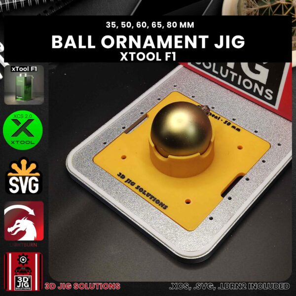 xTool F1 Laser Jig for Ball Ornaments - Christmas Ornament Template (Various Sizes) - Image 3