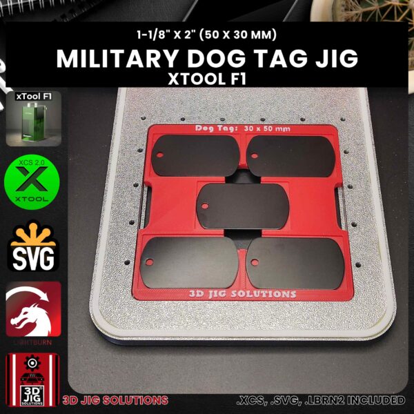xTool F1 Laser Jig for Military Dog Tags - Metal Tag Template - Image 3