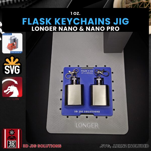 Longer Nano Pro Laser Jig for Flask Keychains - 1 oz. Flask Template - Image 2