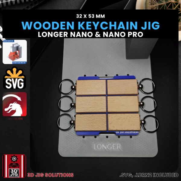 Longer Nano Pro Laser Jig for Wood Keychains - Rectangle Bamboo Keyring Template - Image 2