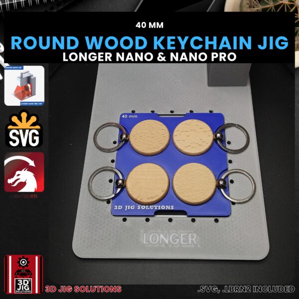 Longer Nano Pro Laser Jig for Wood Keychains - Round Bamboo Keyring Template - Image 3