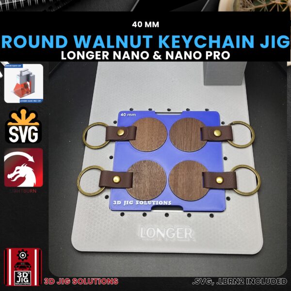 Longer Nano Pro Laser Jig for Round Walnut Keychains - Round Wood Keychain Template - Image 3