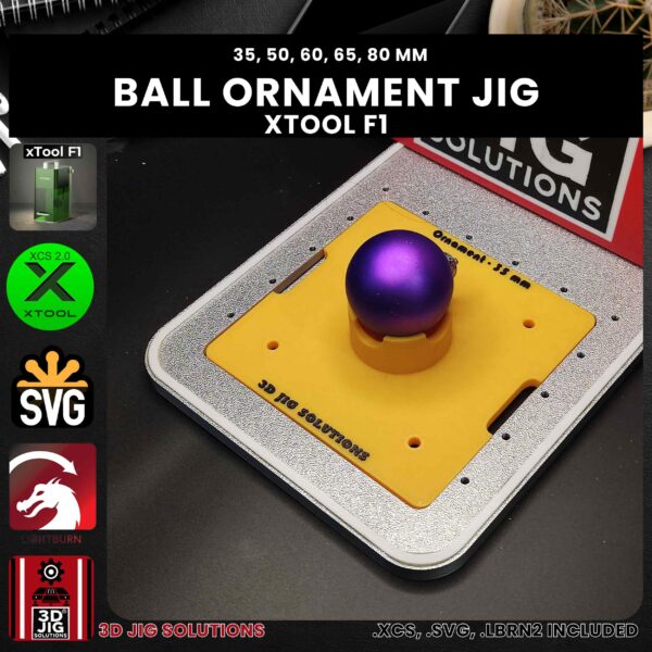 xTool F1 Laser Jig for Ball Ornaments - Christmas Ornament Template (Various Sizes) - Image 4