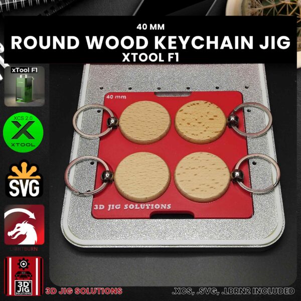 xTool F1 Laser Jig for Round Wood Keychains - Bamboo Keyring Template - Image 2