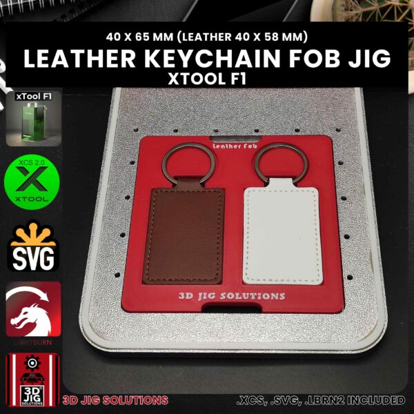 xTool F1 Laser Jig for Rectangle Leather Keychains - PU & Faux Leather Fob Template - Image 3