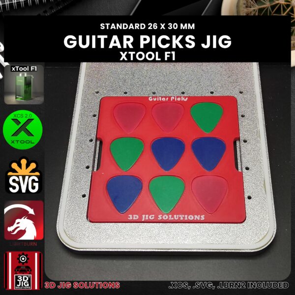 xTool F1 Laser Jig for Guitar Picks - Fits Standard & Classic Shapes - Image 2