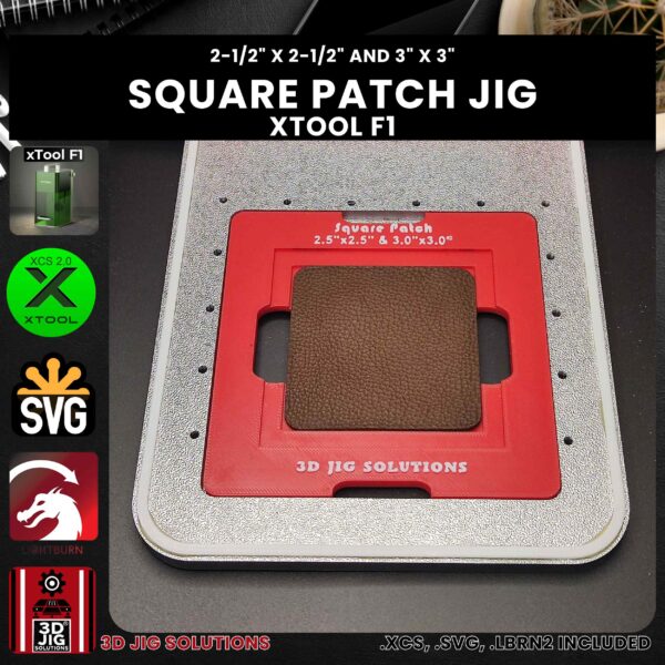xTool F1 Laser Jig for Square Leather Hat Patches - Laserable Leatherette Template - Image 3