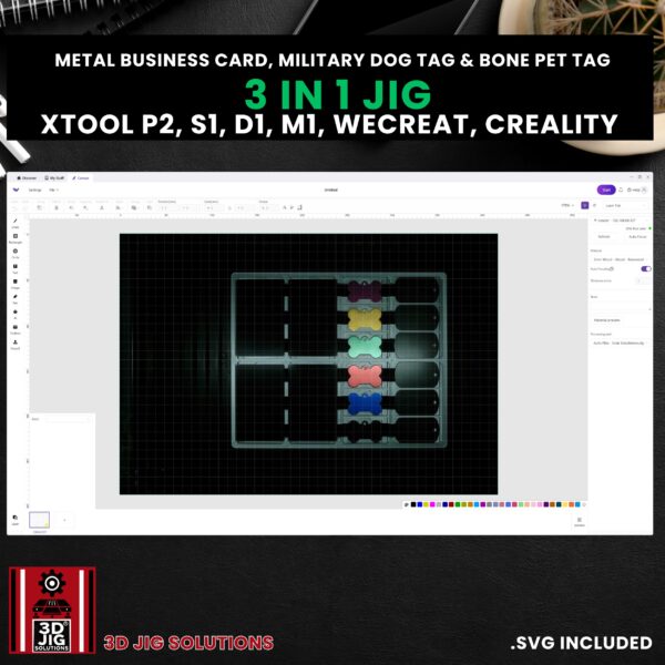 Diode & CO2 Laser Jig for Metal Cards, Pet Tags & Dog Tags (xTool, WeCreat, Creality) - Image 4