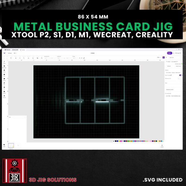 Diode & CO2 Laser Jig for Metal Business Cards - Aluminum Card Template (xTool, WeCreat, Creality) - Image 4