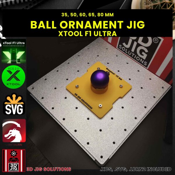 xTool F1 Ultra Laser Jig for Ball Ornaments - Christmas Ornament Template (Various Sizes) - Image 5