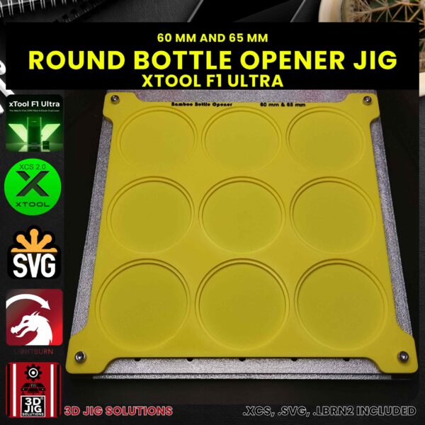 xTool F1 Ultra Laser Jig for Beer Bottle Openers - Round Magnetic Bamboo Openers Template - Image 4