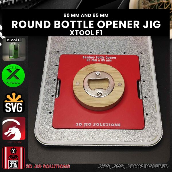 xTool F1 Laser Jig for Beer Bottle Openers - Round Magnetic Bamboo Openers - Image 3