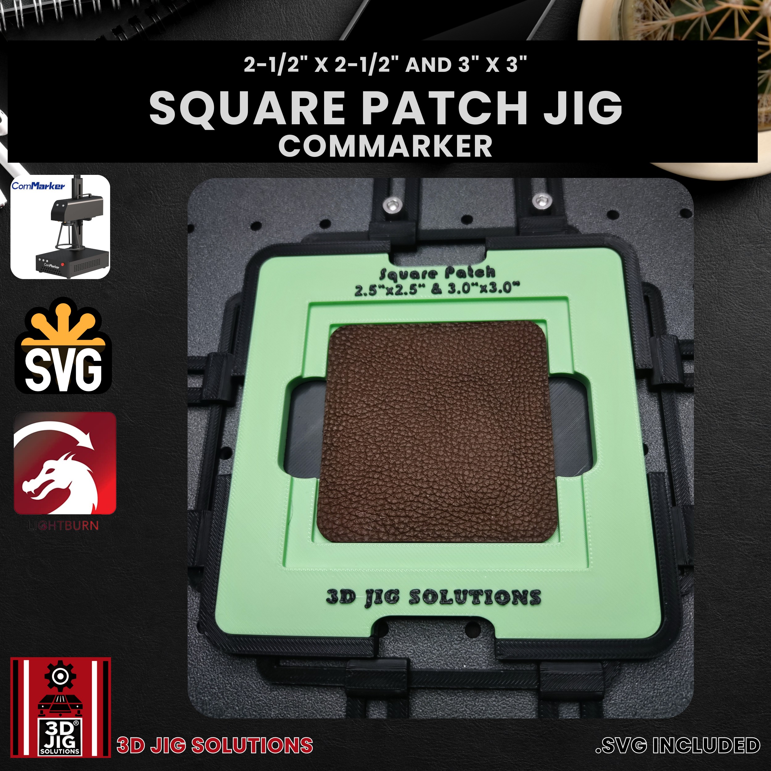 ComMarker Laser Jig for Square Leather Hat Patches - Laserable Leatherette Template - Image 3