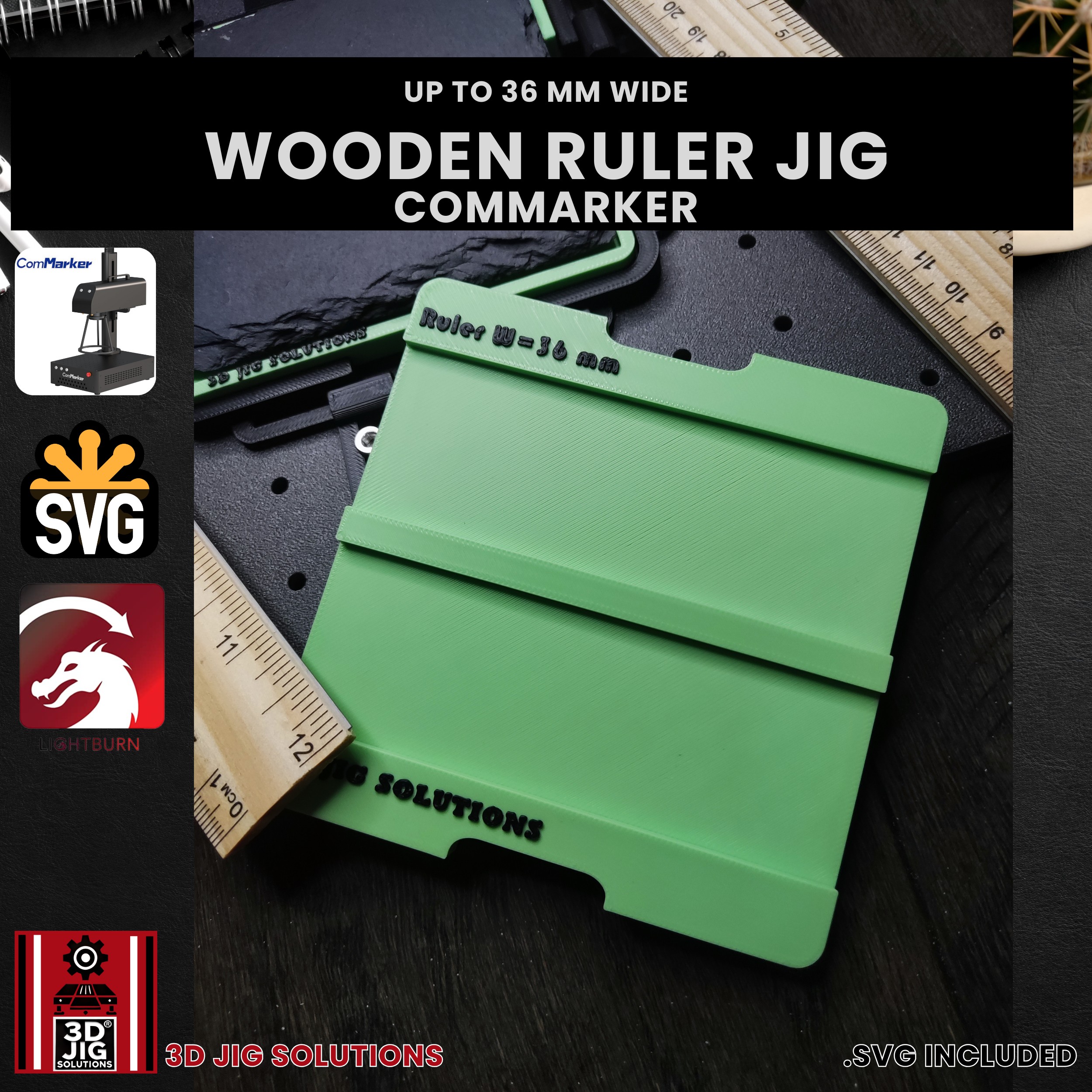ComMarker Laser Jig for Wood Rulers - School Ruler Alignment Template - Image 4