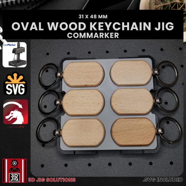 ComMarker Laser Jig for Wood Keychains - Rounded Rectangle Bamboo Keyrings Template - Image 2