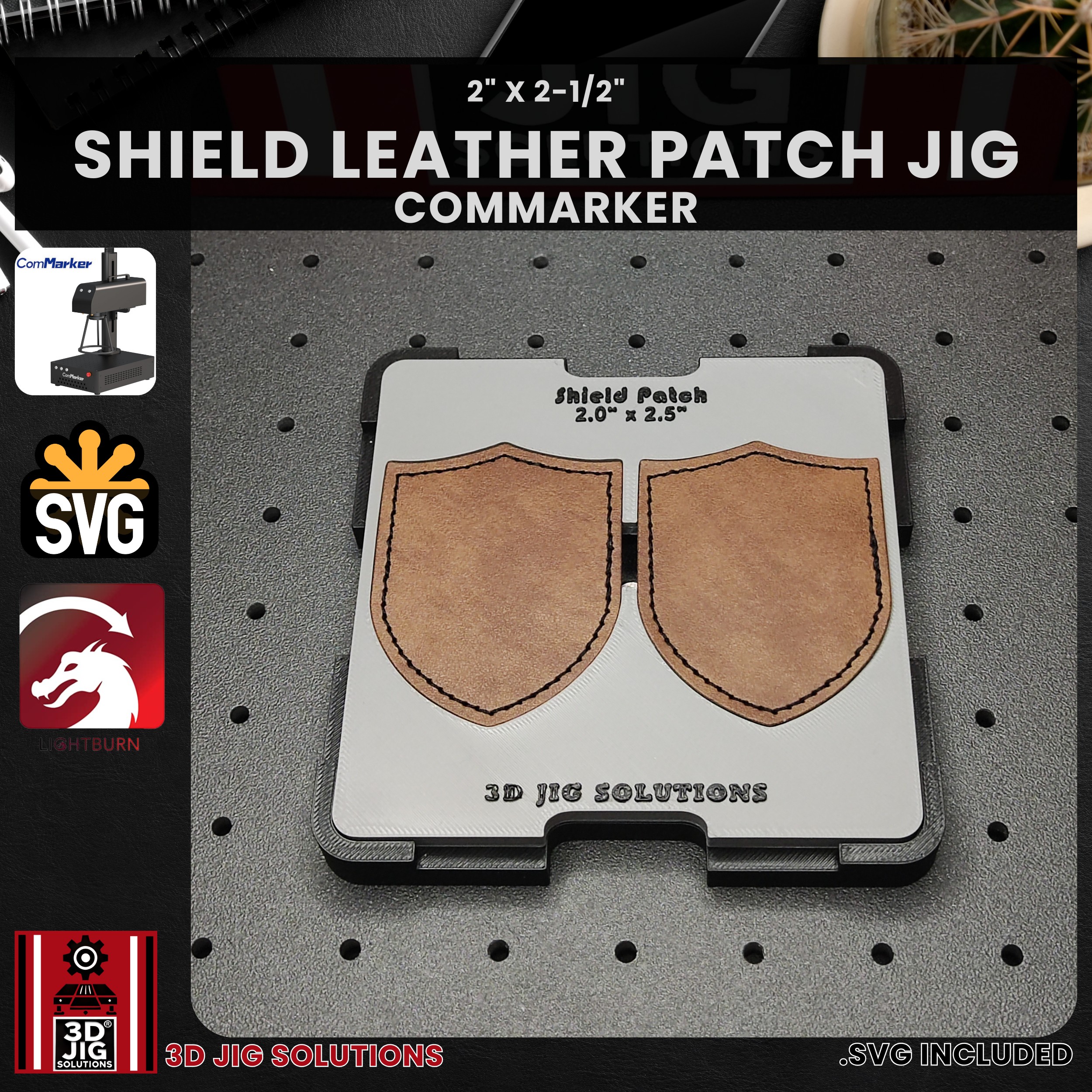 ComMarker Laser Jig for Shield Leather Hat Patches - Laserable Leatherette Template - Image 2