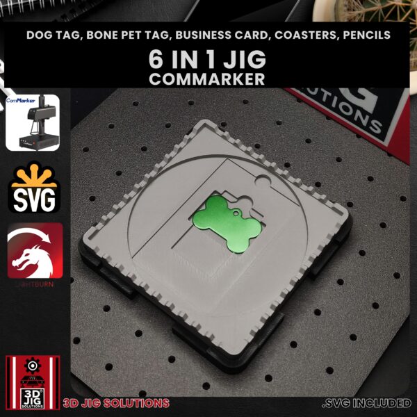 ComMarker 6-in-1 Laser Jig - Pet Tags, Military Tags, Metal Cards, Coasters & Hex Pencils - Image 5