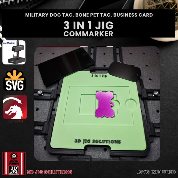 ComMarker 3-in-1 Laser Jig - Bone Pet Tag, Military Tag & Metal Business Card - Image 4