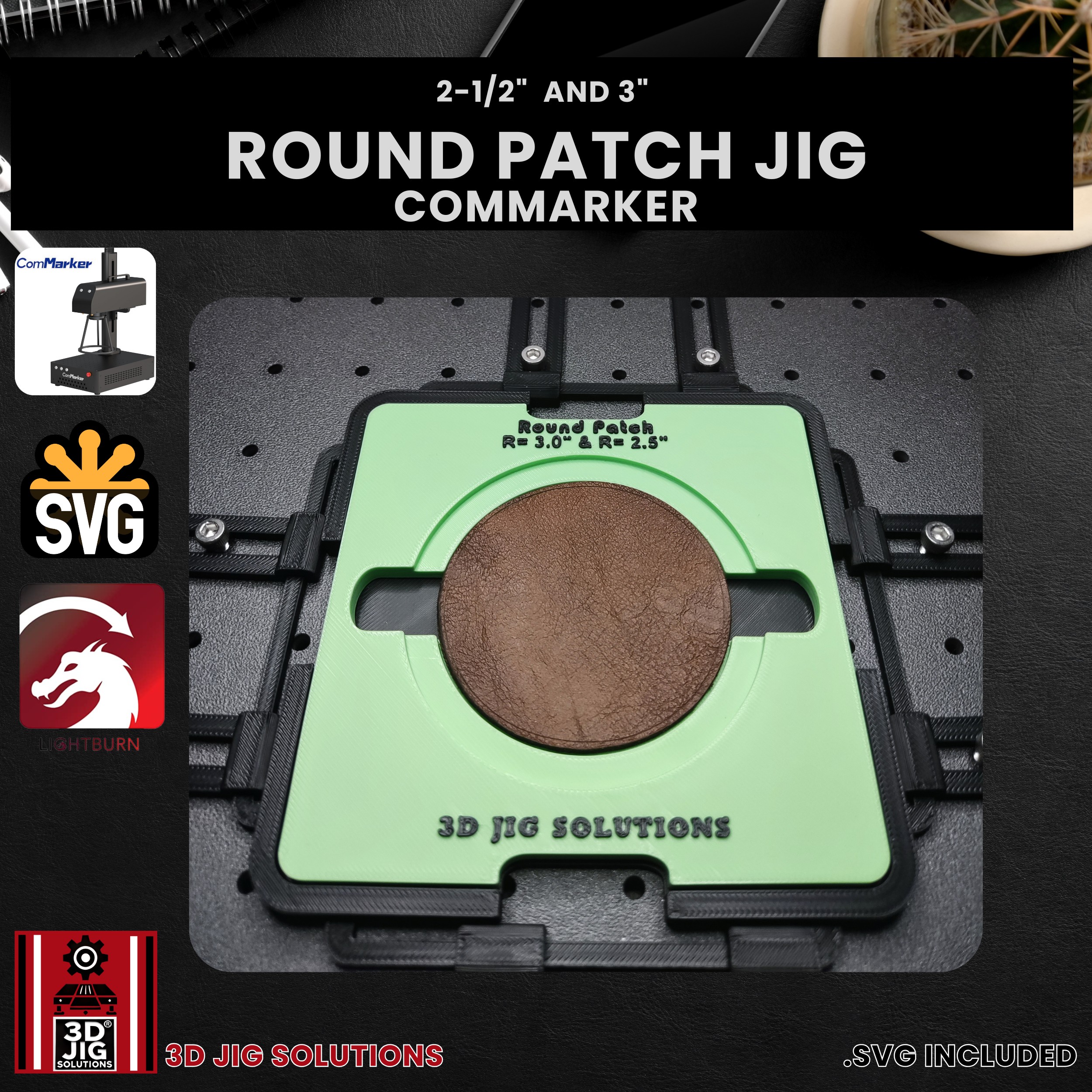 ComMarker Laser Jig for Round Leather Hat Patches - Laserable Leatherette Template - Image 3