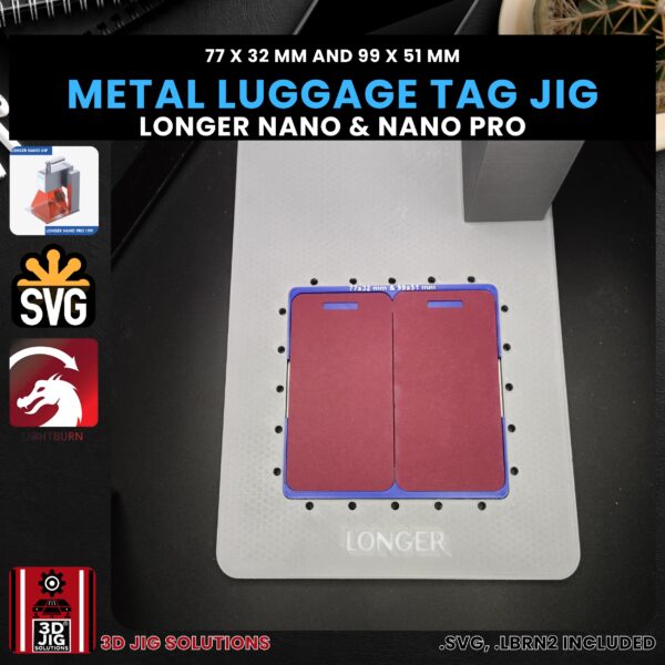 Longer Nano Pro Laser Jig for Metal Luggage Tags - Anodized Aluminum Tag Template - Image 2