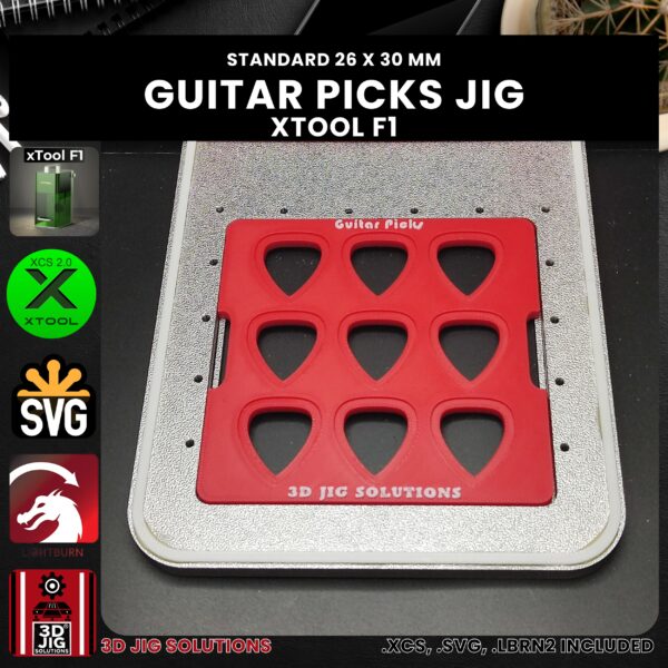 xTool F1 Laser Jig for Guitar Picks - Fits Standard & Classic Shapes - Image 4