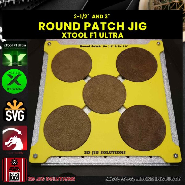 xTool F1 Ultra Laser Jig for Round Leather Hat Patches - Laserable Leatherette Template - Image 2