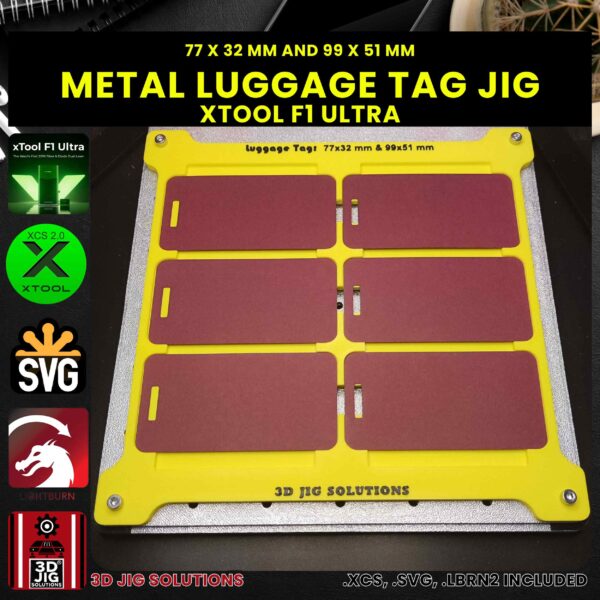 xTool F1 Ultra Laser Jig for Metal Luggage Tags - Anodized Aluminum Tag Template - Image 2