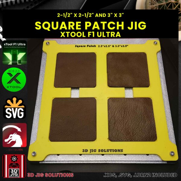 xTool F1 Ultra Laser Jig for Square Leather Hat Patches - Laserable Leatherette Template - Image 2