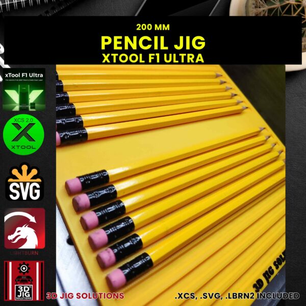 xTool F1 Ultra Laser Jig for Pencils - Hexagon Laserable School Pencil Template - Image 3