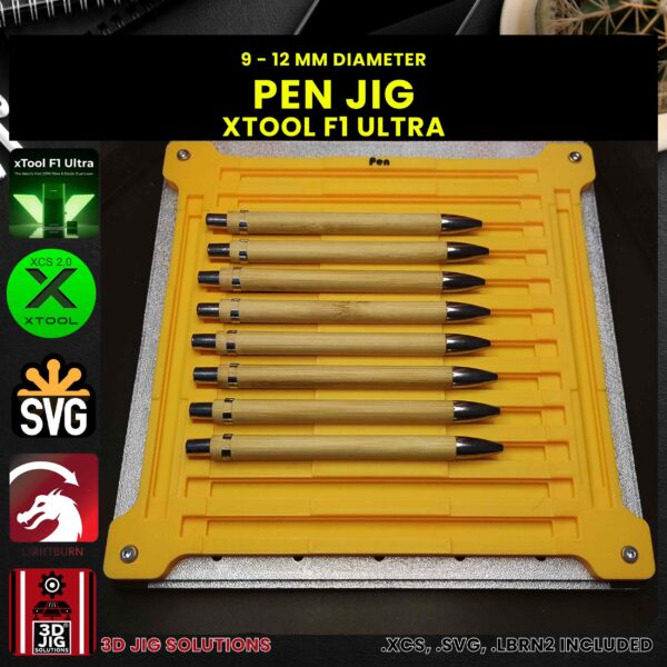 xTool F1 Ultra Pen Jig | Bamboo & 9mm-12mm Diameter Pens Template - Image 4