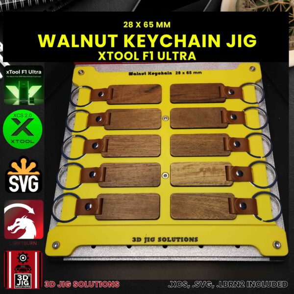 xTool F1 Ultra Laser Jig for Walnut Keychains - Rectangle Wood Keychain Template - Image 2