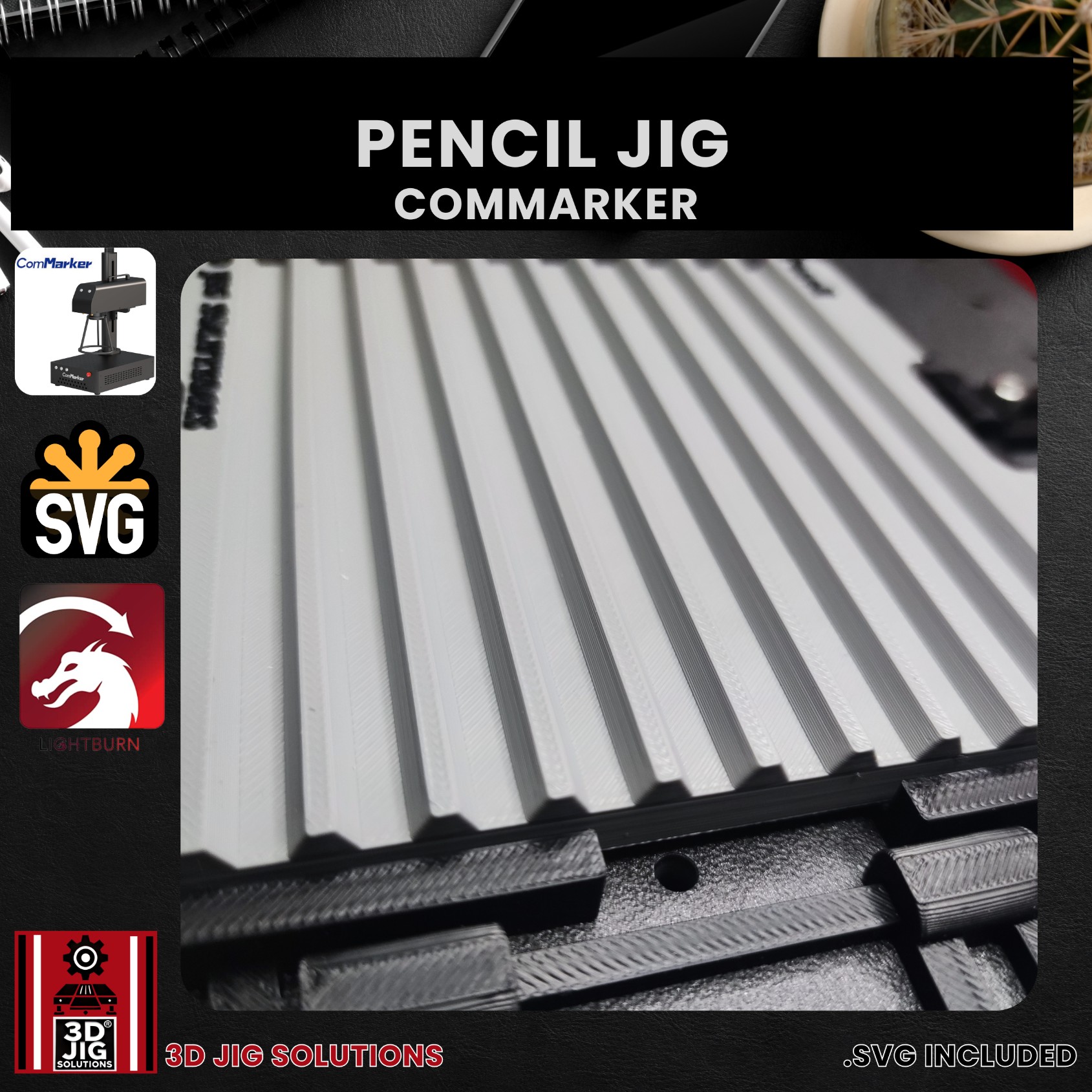 ComMarker Laser Jig for Pencils - Hexagon Laserable School Pencil Template - Image 4