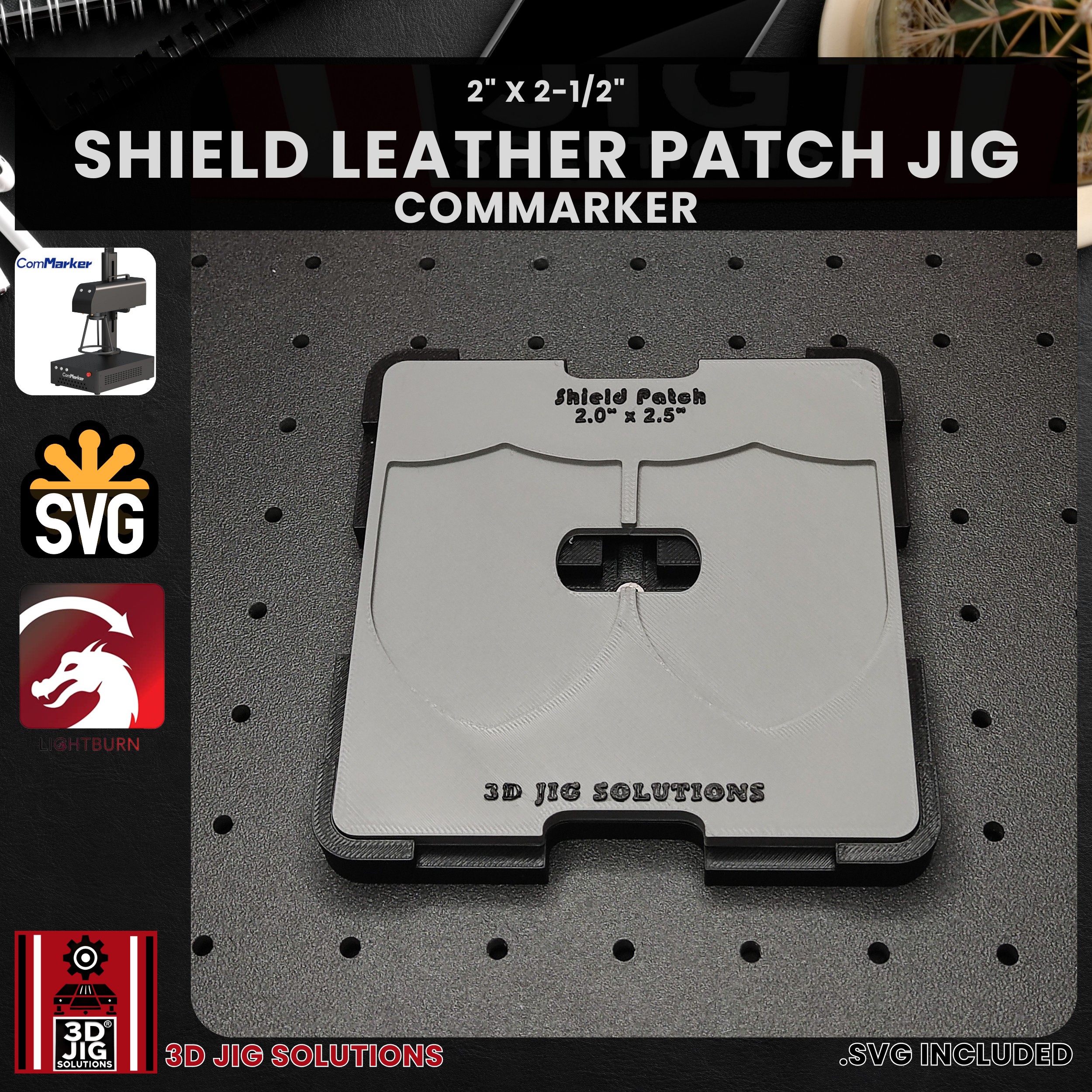 ComMarker Laser Jig for Shield Leather Hat Patches - Laserable Leatherette Template - Image 4