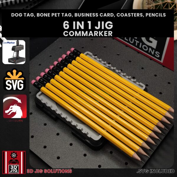 ComMarker 6-in-1 Laser Jig - Pet Tags, Military Tags, Metal Cards, Coasters & Hex Pencils - Image 6