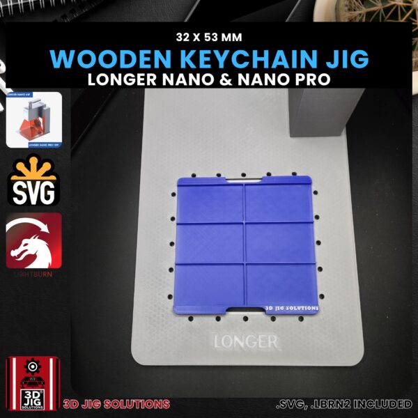 Longer Nano Pro Laser Jig for Wood Keychains - Rectangle Bamboo Keyring Template - Image 4