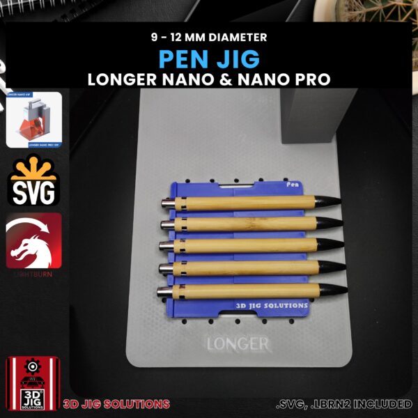 Longer Nano Pro Laser Jig for Pens - Bamboo & Other Laserable Pens Alignment Template - Image 2